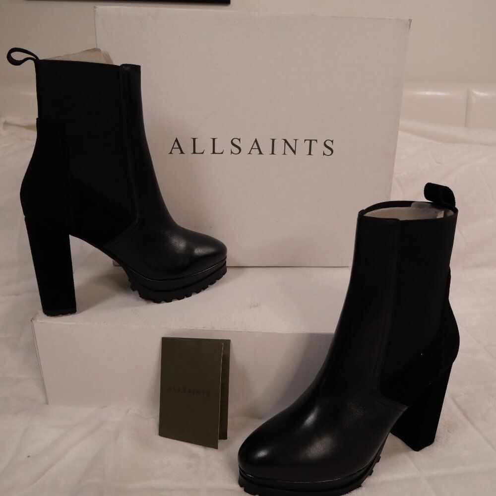 AllSaints Sahara Boot LEATHER BLACK NIB Size 6 All Saints - Picture 2 of 12